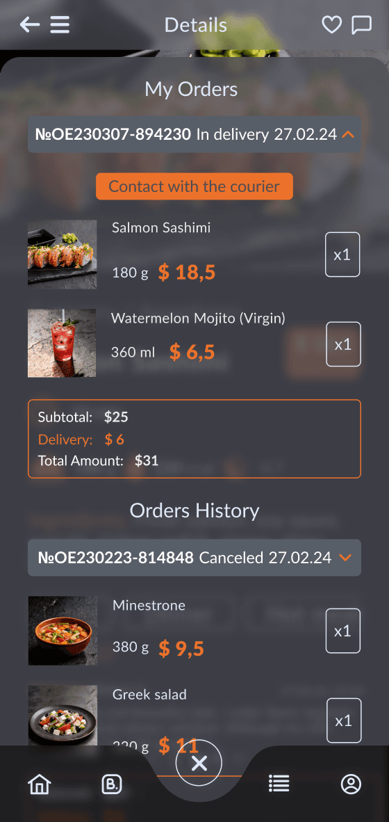Order history